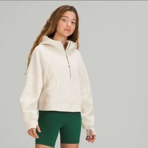 Lululemon Scuba Oversized Half Zip Hoodie (White Opal, Size XS/S)